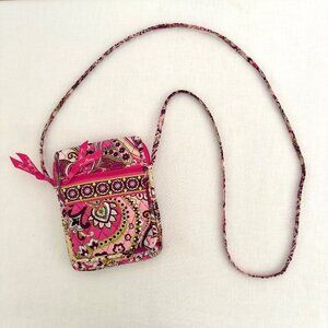 Vera Bradley Crossbody Bag Pink Floral Paisley Cotton Small Travel Purse